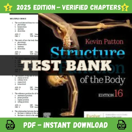Structure & Function of the Body 16th Edition by Kevin T Patton Test Bank