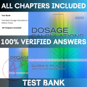 Test Bank Dosage Calculations 9th Edition Pickar | All Chapters Included