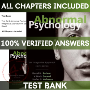 Test Bank Abnormal Psychology An Integrative Approach 8th Edition David | All Chapters Included
