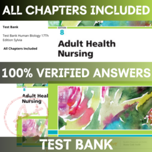 Test Bank for Adult Health Nursing, 8th Edition Cooper | All Chapters Included