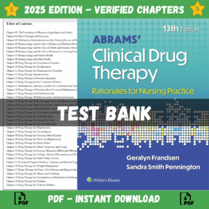 Test Bank for Abrams' Clinical Drug Therapy Rationales for Nursing Practice, 13th Edition | ISBN 9781975222345