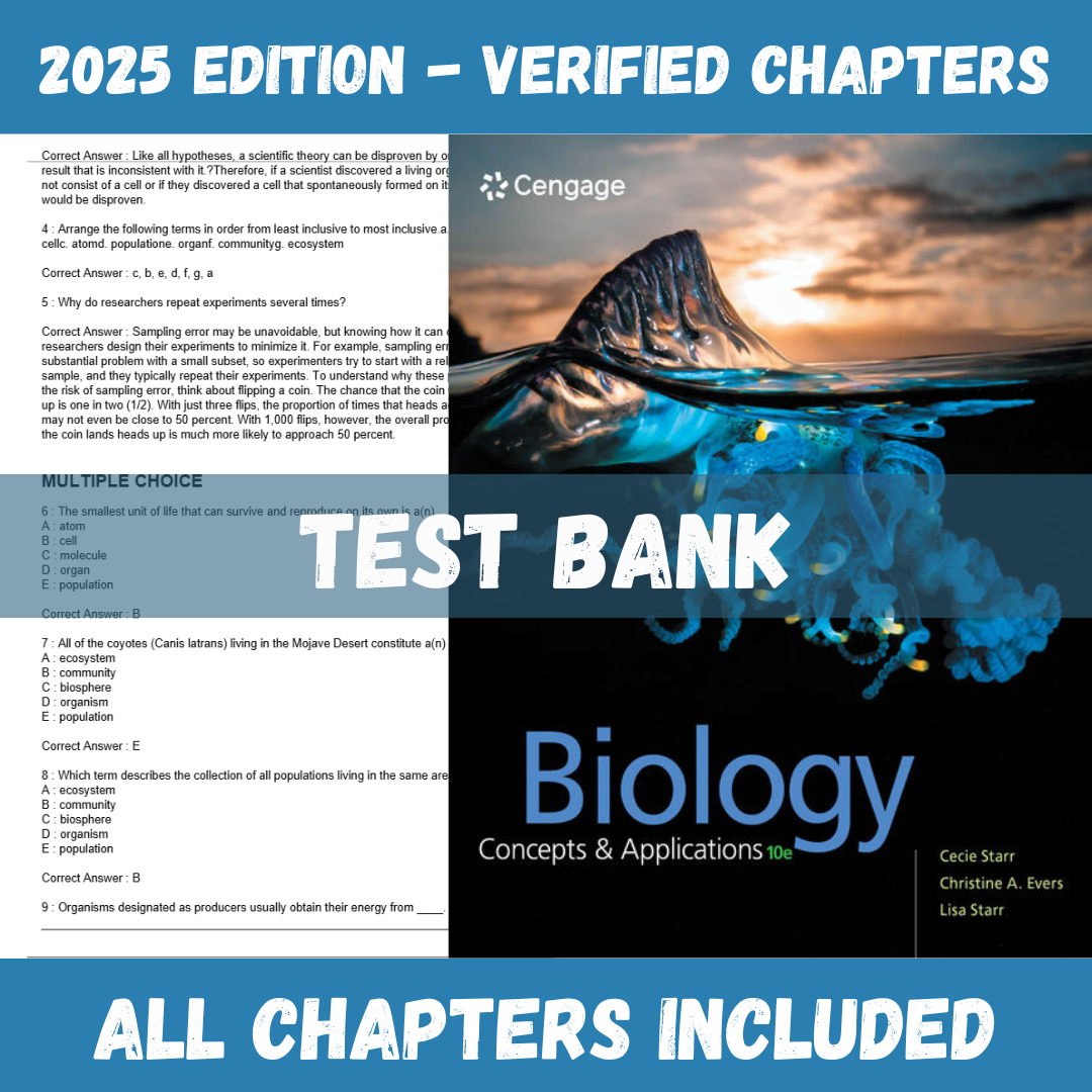 Test Bank for Biology: Concepts
