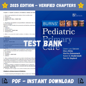 Test Bank for Burns' Pediatric Primary Care, 8th Edition | ISBN 9780323677004