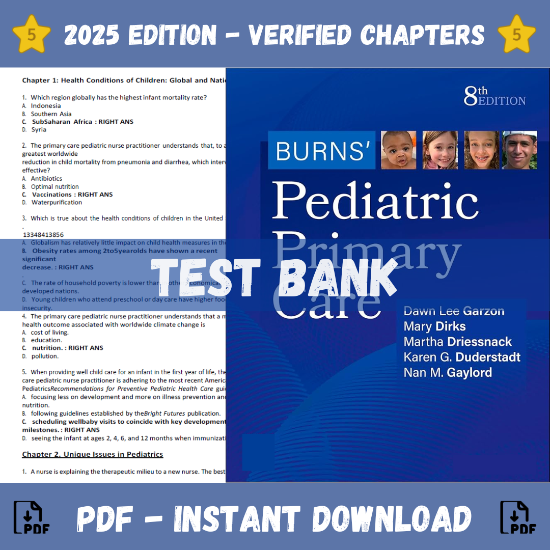 Test Bank for Burns' Pediatric