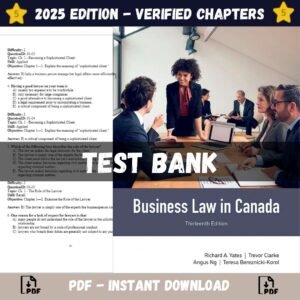 Test Bank for Business Law in Canada 13th Edition | ISBN 9780137641628