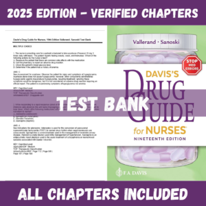 Test Bank for Davis's Drug Guide for Nurses, 19th Edition | ISBN 9781719652926