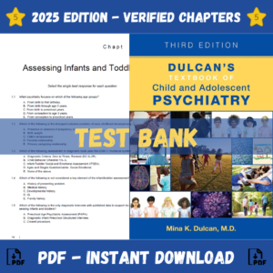 Test Bank for Dulcan's Textbook of Child and Adolescent Psychiatry, 3rd Edition | ISBN 9781615373994