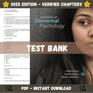 Test Bank for Essentials of Abnormal Psychology 8th Edition | ISBN 9780495806554