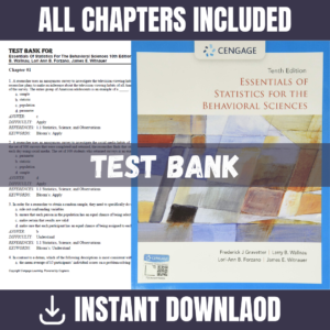 Test Bank for Essentials of Statistics for the Behavioral Sciences, 10th Edition | ISBN 9780357365281