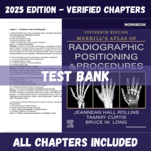 Test Bank for Merrill's Atlas of Radiographic Positioning and Procedures, 15th edition | ISBN 9780323832847