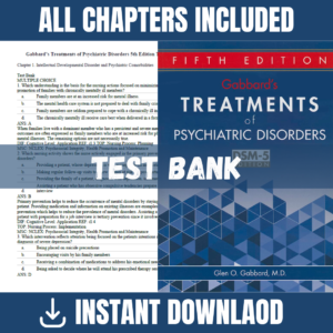 Test Bank for Gabbard's Treatments of Psychiatric Disorders, 5th Edition | ISBN 9781585625406