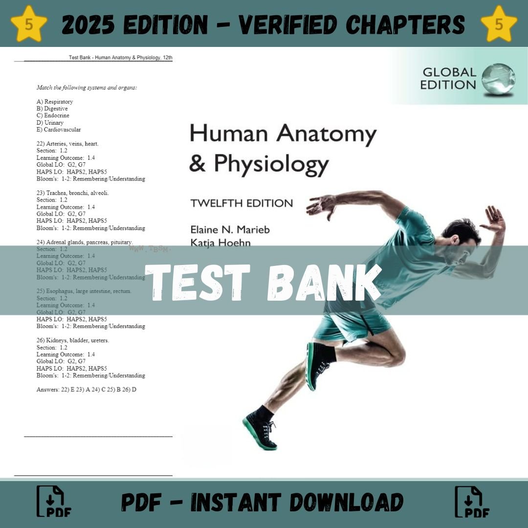 Test Bank for Human Anatomy