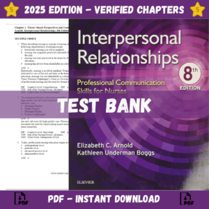 Test Bank for Interpersonal Relationships Professional Communication Skills for Nurses, 8th Edition | ISBN 9781974809295