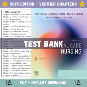 Test Bank for Introduction to Critical Care Nursing, 8th Edition | ISBN 9780323759670