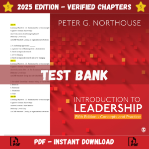 Test Bank for Introduction to Leadership: Concepts and Practice, 5th Edition | ISBN 9781544351612