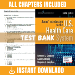 Test Bank for Jonas' Introduction to the U.S. Health Care System, 9th Edition | ISBN 9780826174048