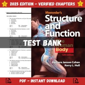 Test Bank for Memmlers Structure and Function of the Human Body, 12th Edition, | ISBN 9780781753937